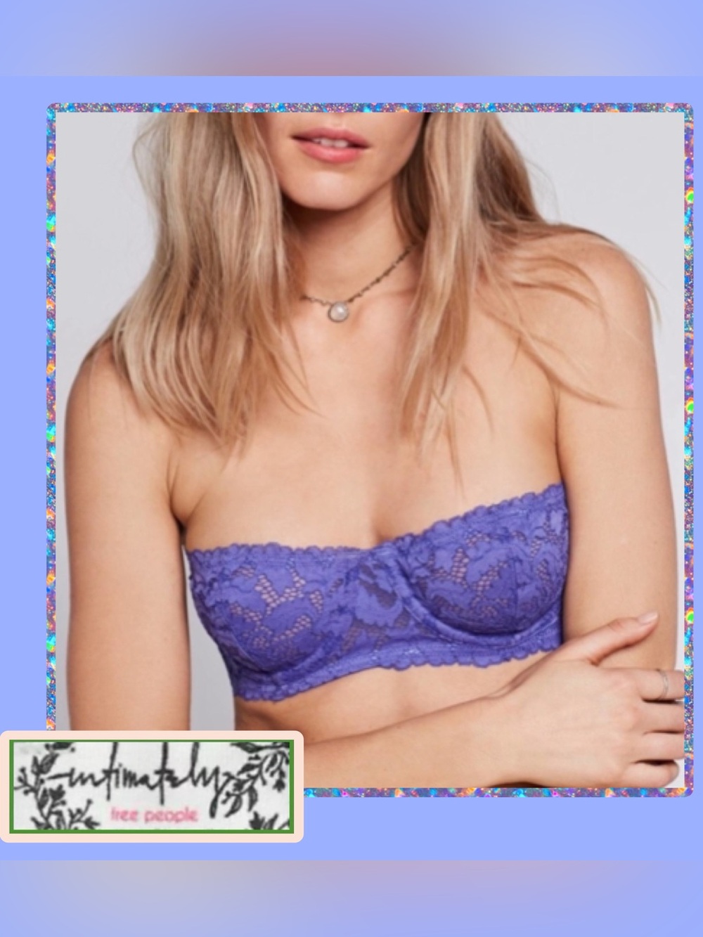 NWT Intimately Free People Love Letters Convertible Underwire Bra 36DD Periwinkl
